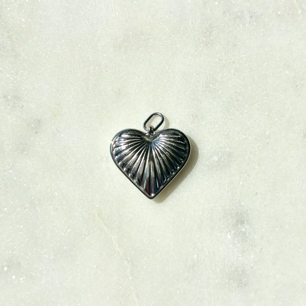 Grand coeur rayé Argent